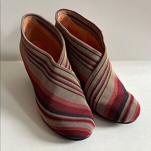 Vintage United Nude Striped Ankle Boots | 90s Multicolor Block Heel, Size 9